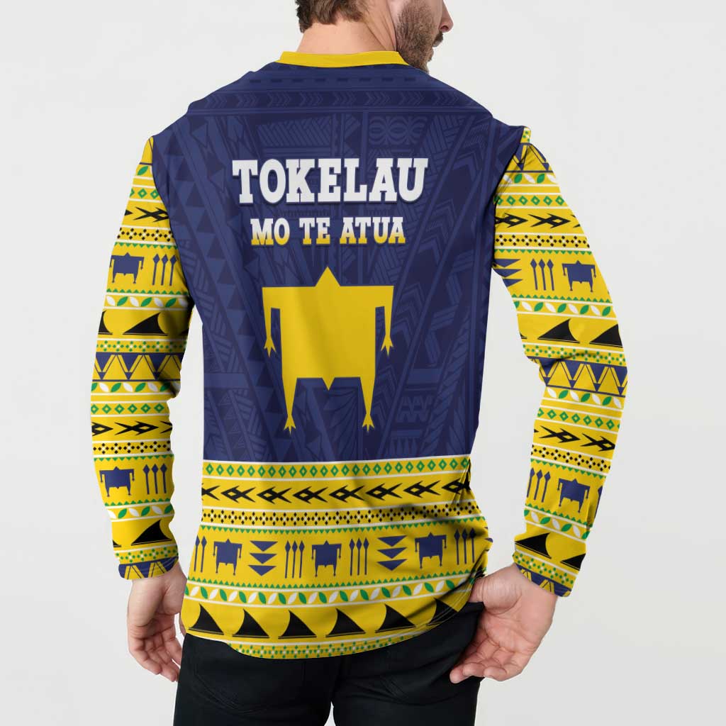 Tokelau Christmas Button Sweatshirt Tokelauan Turtle Santa Sleigh