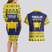 Tokelau Christmas Couples Matching Long Sleeve Bodycon Dress and Hawaiian Shirt Tokelauan Turtle Santa Sleigh LT05 - Polynesian Pride