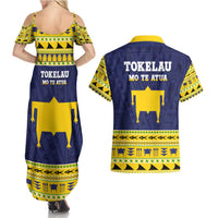 Tokelau Christmas Couples Matching Summer Maxi Dress and Hawaiian Shirt Tokelauan Turtle Santa Sleigh LT05 - Polynesian Pride