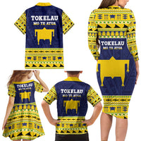 Tokelau Christmas Family Matching Long Sleeve Bodycon Dress and Hawaiian Shirt Tokelauan Turtle Santa Sleigh LT05 - Polynesian Pride