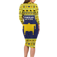 Tokelau Christmas Family Matching Long Sleeve Bodycon Dress and Hawaiian Shirt Tokelauan Turtle Santa Sleigh LT05 - Polynesian Pride