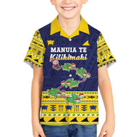 Tokelau Christmas Family Matching Long Sleeve Bodycon Dress and Hawaiian Shirt Tokelauan Turtle Santa Sleigh LT05 Son's Shirt Yellow - Polynesian Pride