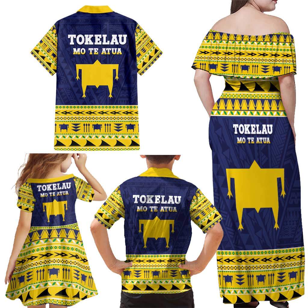 Tokelau Christmas Family Matching Off Shoulder Maxi Dress and Hawaiian Shirt Tokelauan Turtle Santa Sleigh LT05 - Polynesian Pride