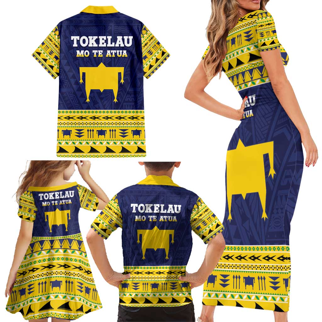 Tokelau Christmas Family Matching Short Sleeve Bodycon Dress and Hawaiian Shirt Tokelauan Turtle Santa Sleigh LT05 - Polynesian Pride