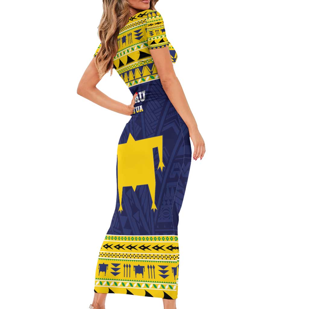 Tokelau Christmas Family Matching Short Sleeve Bodycon Dress and Hawaiian Shirt Tokelauan Turtle Santa Sleigh LT05 - Polynesian Pride