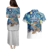 New Zealand Christmas Couples Matching Puletasi and Hawaiian Shirt Kiwis Santa Sleigh Starry Night Style LT05 - Polynesian Pride