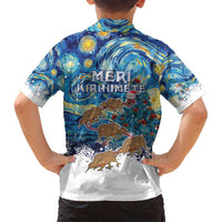 New Zealand Christmas Family Matching Puletasi and Hawaiian Shirt Kiwis Santa Sleigh Starry Night Style LT05 - Polynesian Pride