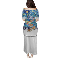 New Zealand Christmas Family Matching Puletasi and Hawaiian Shirt Kiwis Santa Sleigh Starry Night Style LT05 - Polynesian Pride