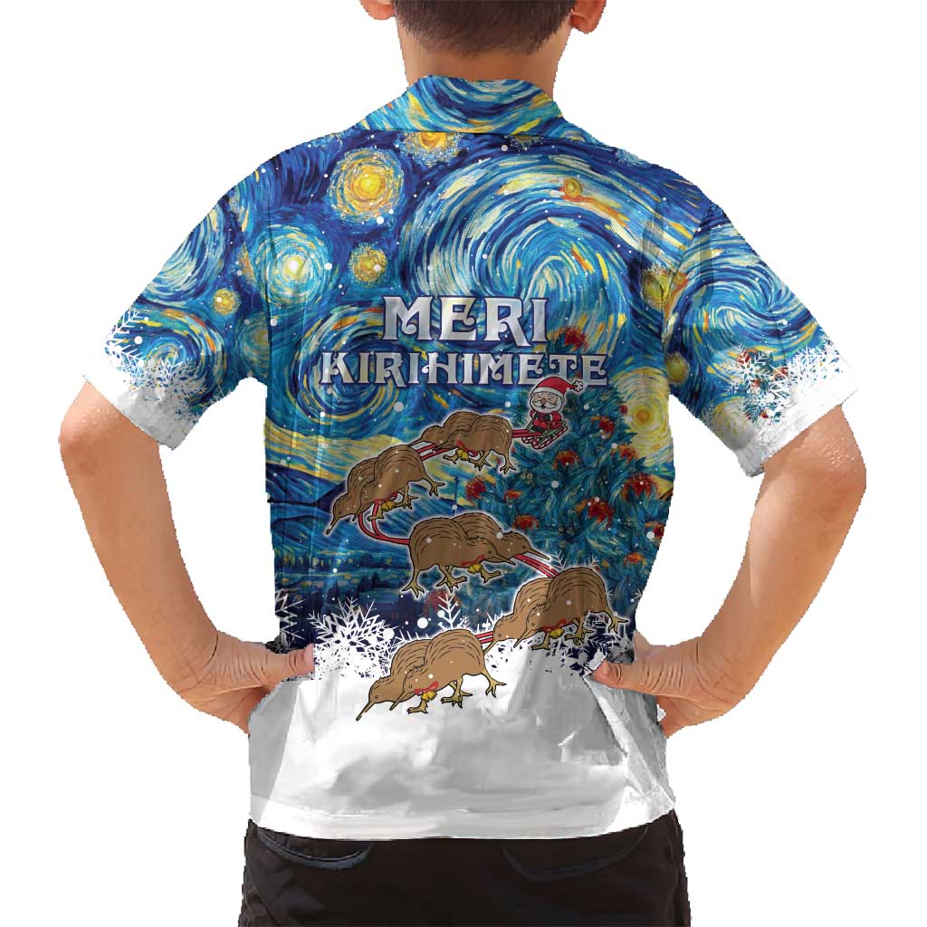 New Zealand Christmas Family Matching Summer Maxi Dress and Hawaiian Shirt Kiwis Santa Sleigh Starry Night Style LT05 - Polynesian Pride