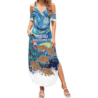 New Zealand Christmas Family Matching Summer Maxi Dress and Hawaiian Shirt Kiwis Santa Sleigh Starry Night Style LT05 Mom's Dress Blue - Polynesian Pride