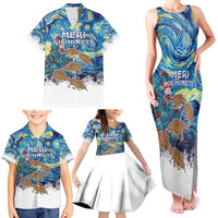 New Zealand Christmas Family Matching Tank Maxi Dress and Hawaiian Shirt Kiwis Santa Sleigh Starry Night Style LT05 - Polynesian Pride