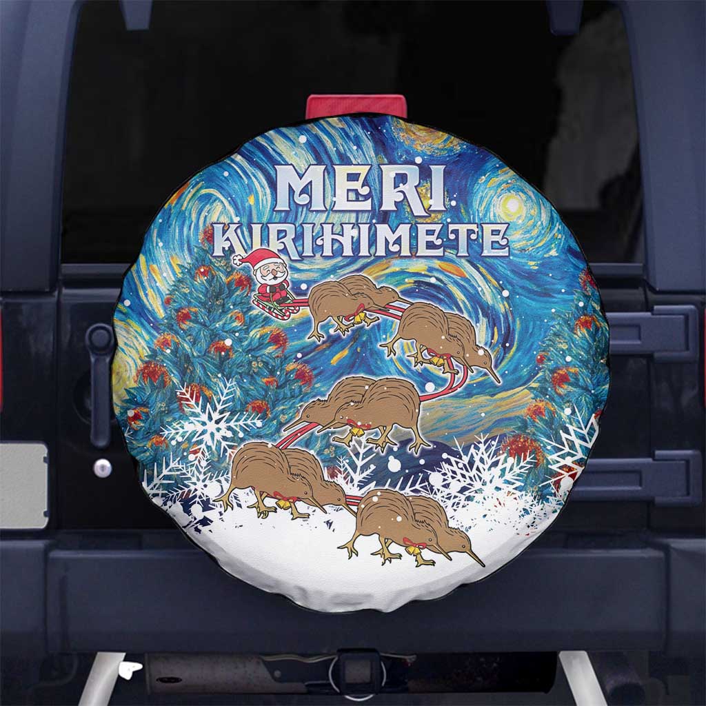 New Zealand Christmas Spare Tire Cover Kiwis Santa Sleigh Starry Night Style LT05 - Polynesian Pride