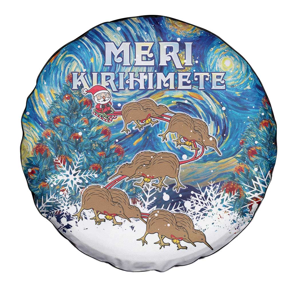 New Zealand Christmas Spare Tire Cover Kiwis Santa Sleigh Starry Night Style LT05 - Polynesian Pride