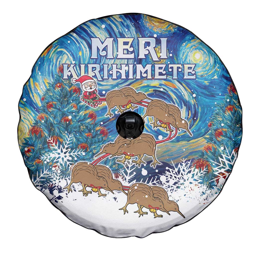New Zealand Christmas Spare Tire Cover Kiwis Santa Sleigh Starry Night Style LT05 - Polynesian Pride