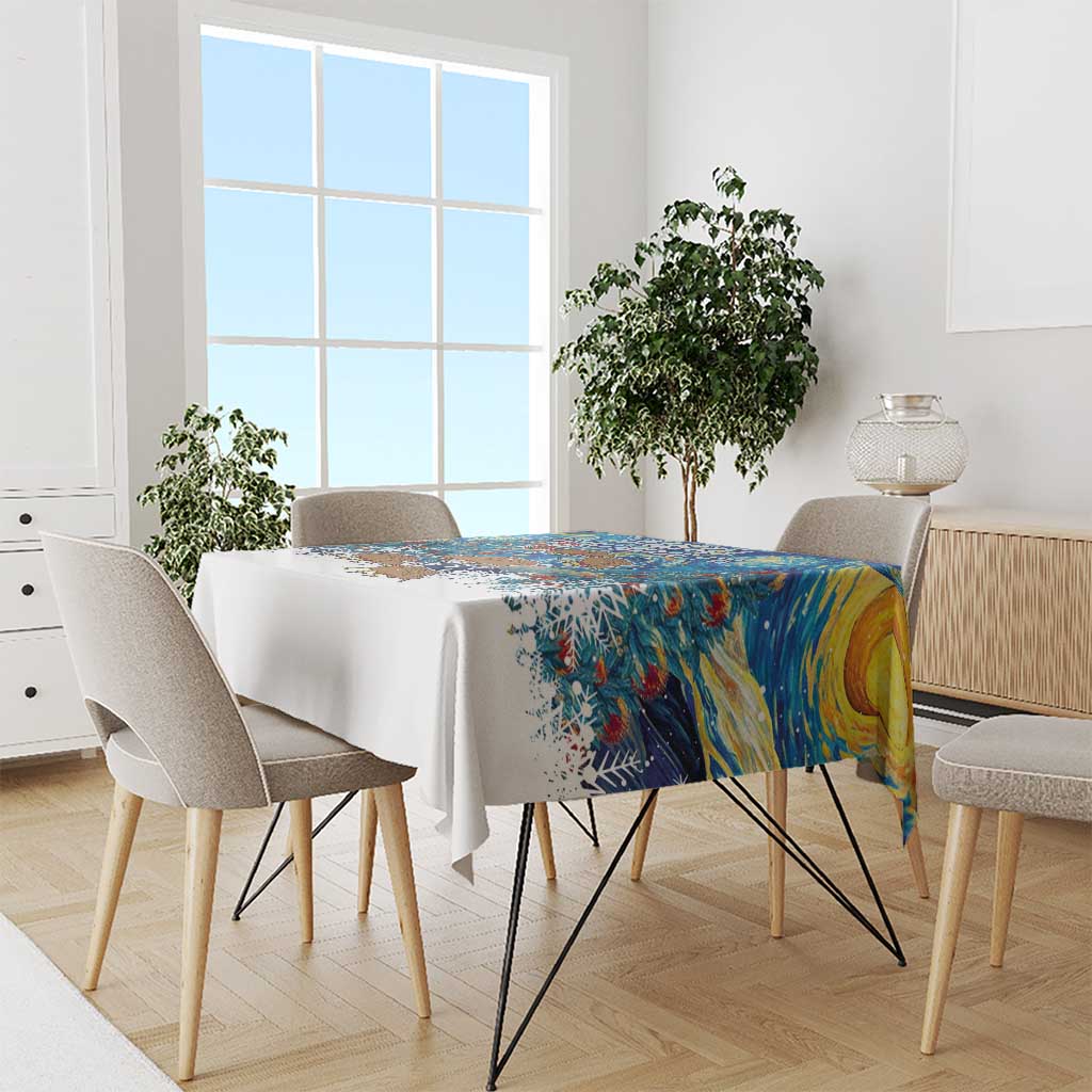 New Zealand Christmas Tablecloth Kiwis Santa Sleigh Starry Night Style LT05 - Polynesian Pride