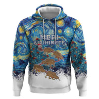 New Zealand Christmas Zip Hoodie Kiwis Santa Sleigh Starry Night Style