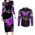Pancreatic Cancer Awareness Couples Matching Long Sleeve Bodycon Dress and Long Sleeve Button Shirt Keep Calm And Fight On Polynesian Pattern LT05 Purple - Polynesian Pride