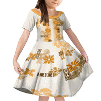 Hawaiian Quilt Family Matching Tank Maxi Dress and Hawaiian Shirt Vintage Pattern Brown LT05 Daughter's Dress Brown - Polynesian Pride