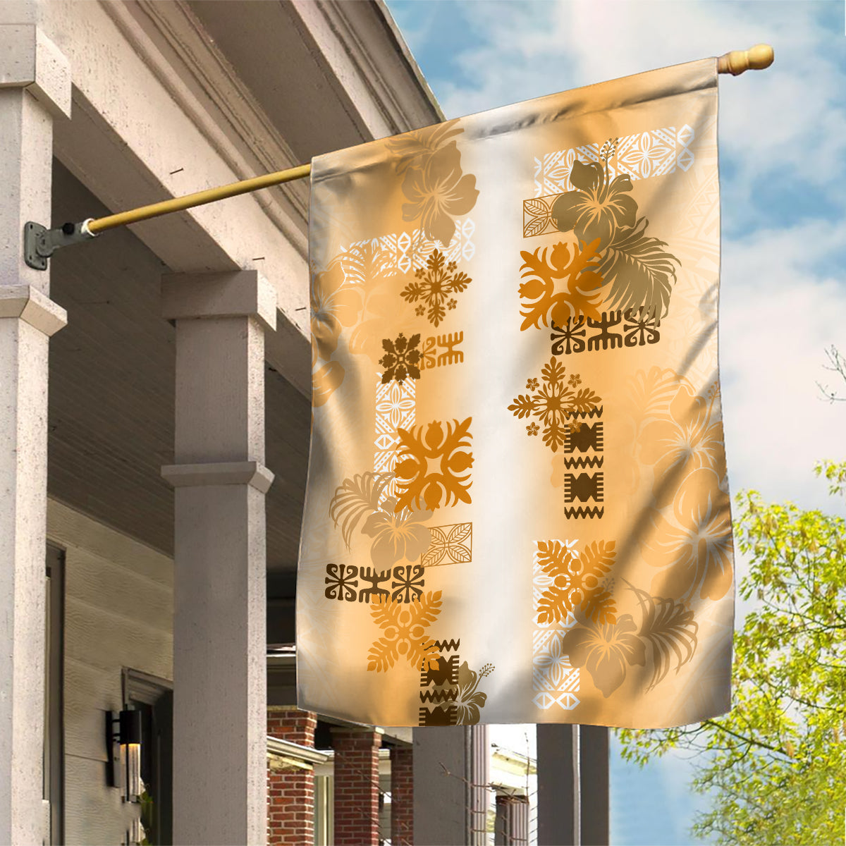 Hawaiian Quilt Garden Flag Vintage Pattern Brown LT05 House Flag Brown - Polynesian Pride
