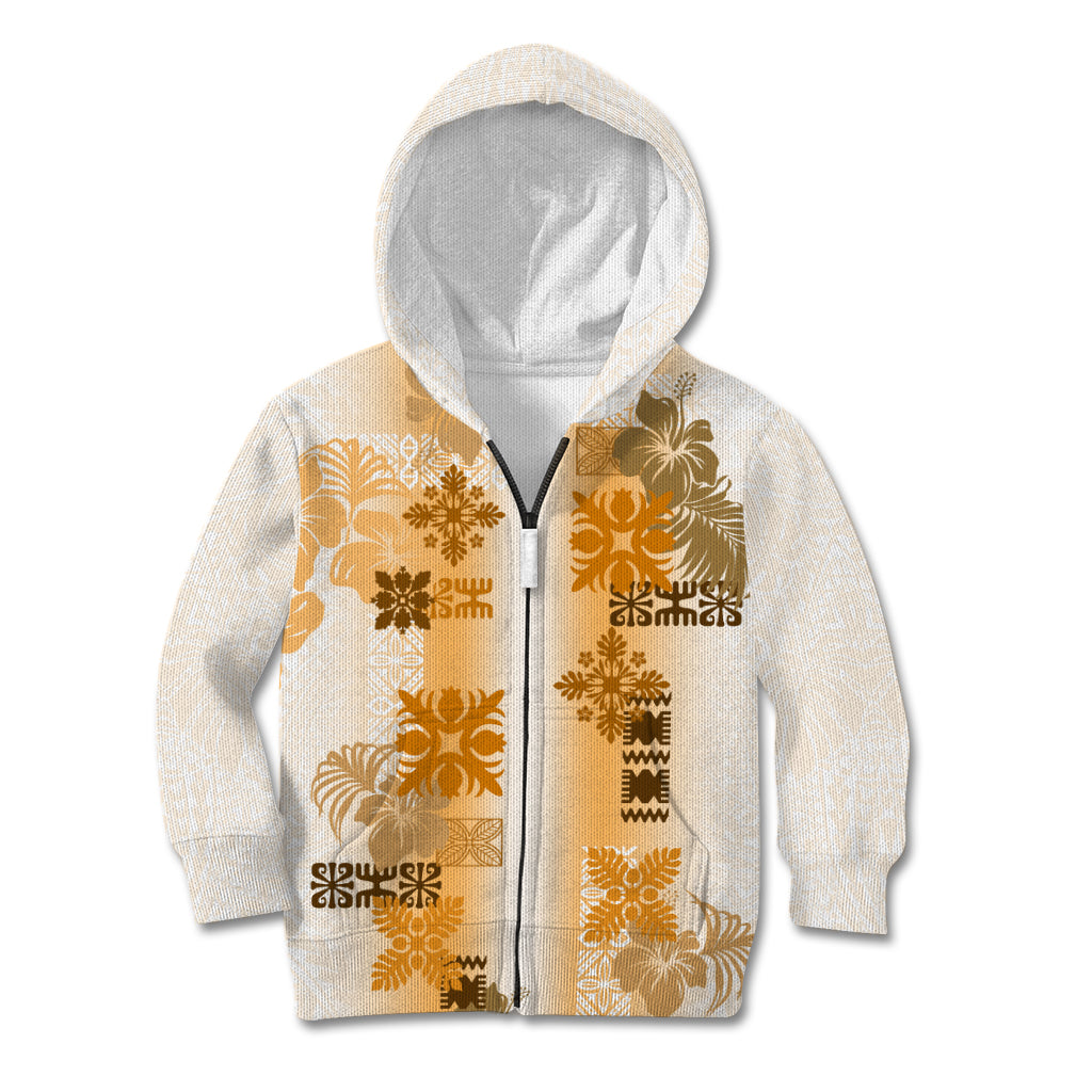 Hawaiian Quilt Kid Hoodie Vintage Pattern Brown LT05 - Polynesian Pride