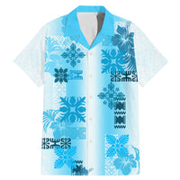 Hawaiian Quilt Family Matching Mermaid Dress and Hawaiian Shirt Vintage Pattern Blue LT05 Dad's Shirt - Short Sleeve Blue - Polynesian Pride