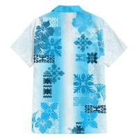Hawaiian Quilt Family Matching Short Sleeve Bodycon Dress and Hawaiian Shirt Vintage Pattern Blue LT05 - Polynesian Pride