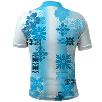 Hawaiian Quilt Polo Shirt Vintage Pattern Blue LT05 - Polynesian Pride