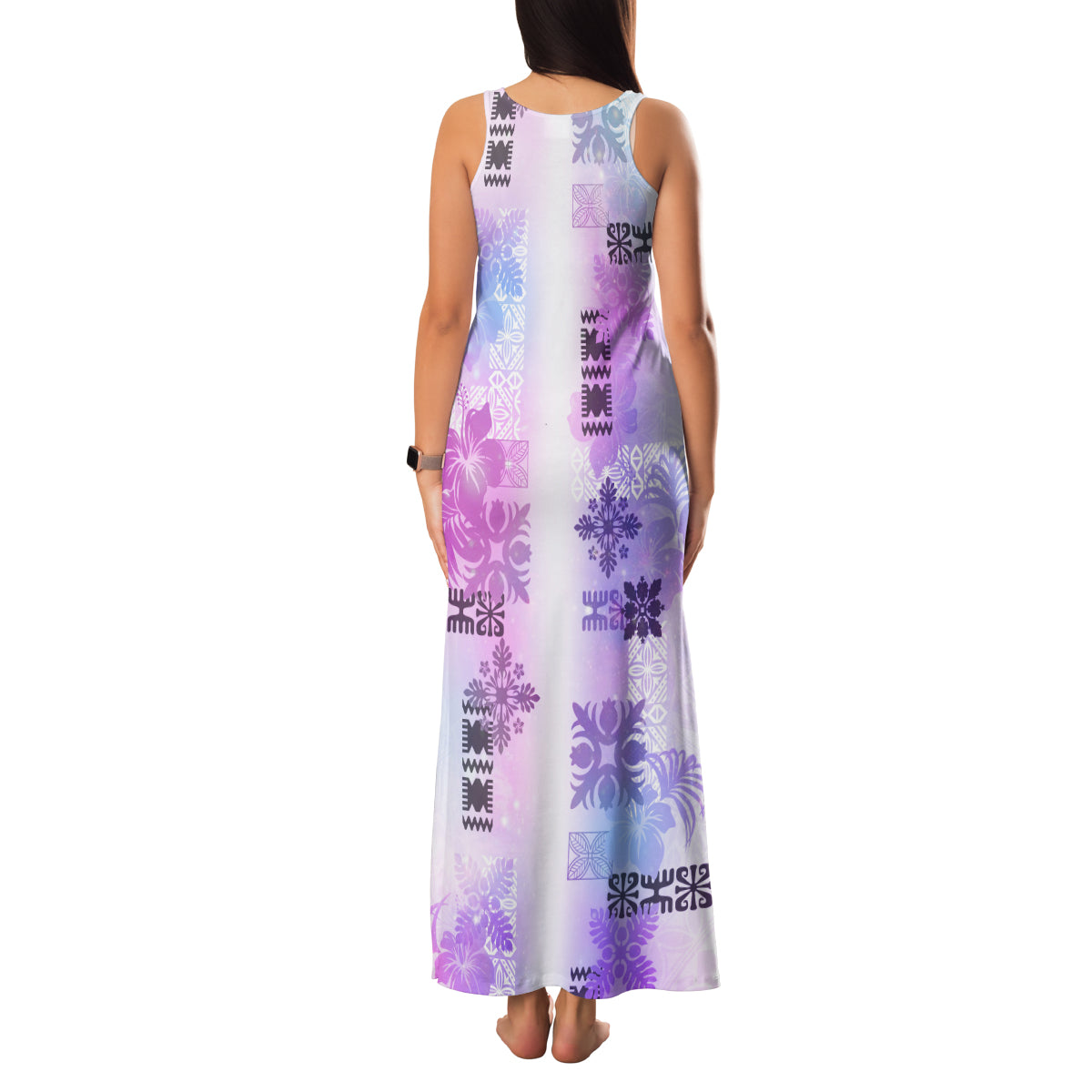 Hawaiian Quilt Family Matching Tank Maxi Dress and Hawaiian Shirt Vintage Pattern Galaxy LT05 - Polynesian Pride