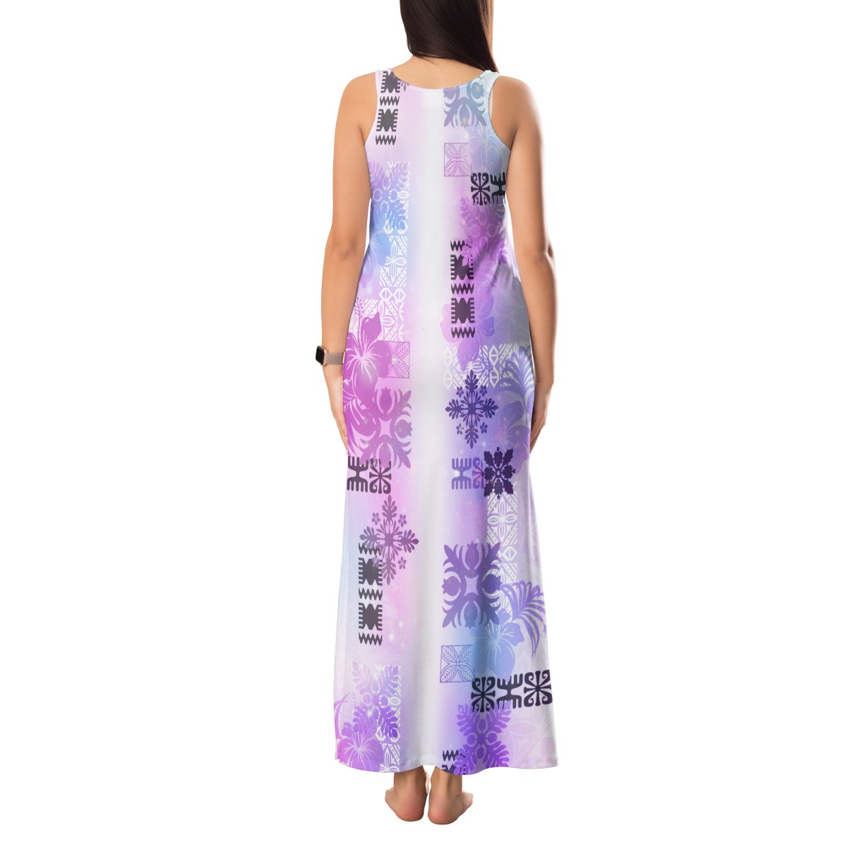 Hawaiian Quilt Tank Maxi Dress Vintage Pattern Galaxy LT05 - Polynesian Pride