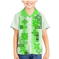Hawaiian Quilt Family Matching Mermaid Dress and Hawaiian Shirt Vintage Pattern Green LT05 Son's Shirt Green - Polynesian Pride