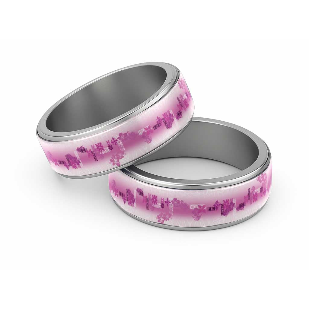 Hawaiian Quilt Classic Ring Vintage Pattern Pink - Polynesian Pride