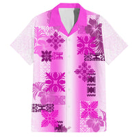 Hawaiian Quilt Family Matching Tank Maxi Dress and Hawaiian Shirt Vintage Pattern Pink LT05 Dad's Shirt - Short Sleeve Pink - Polynesian Pride