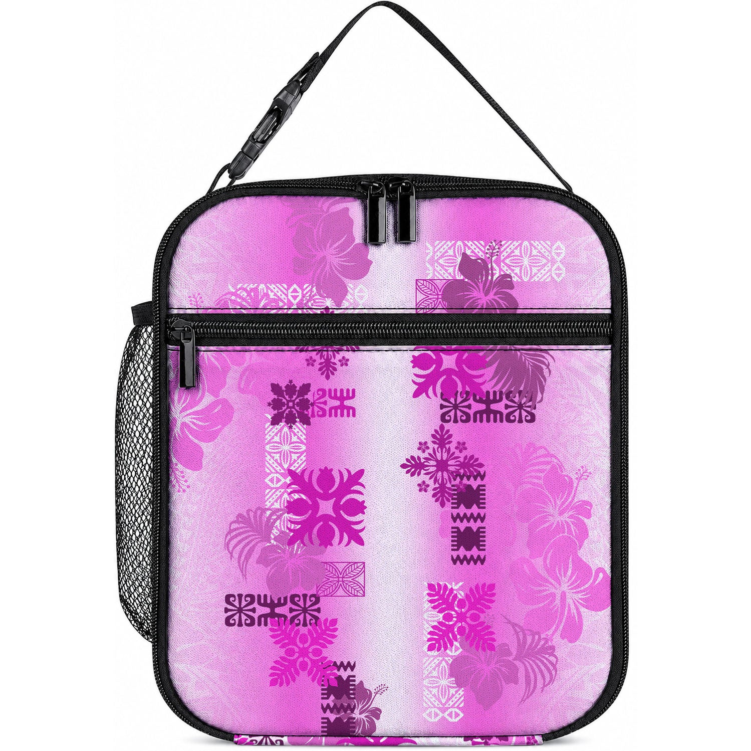 Hawaiian Quilt Lunch Bag Vintage Pattern Pink LT05 10.2 × 8.3 × 4.3 inch Pink - Polynesian Pride