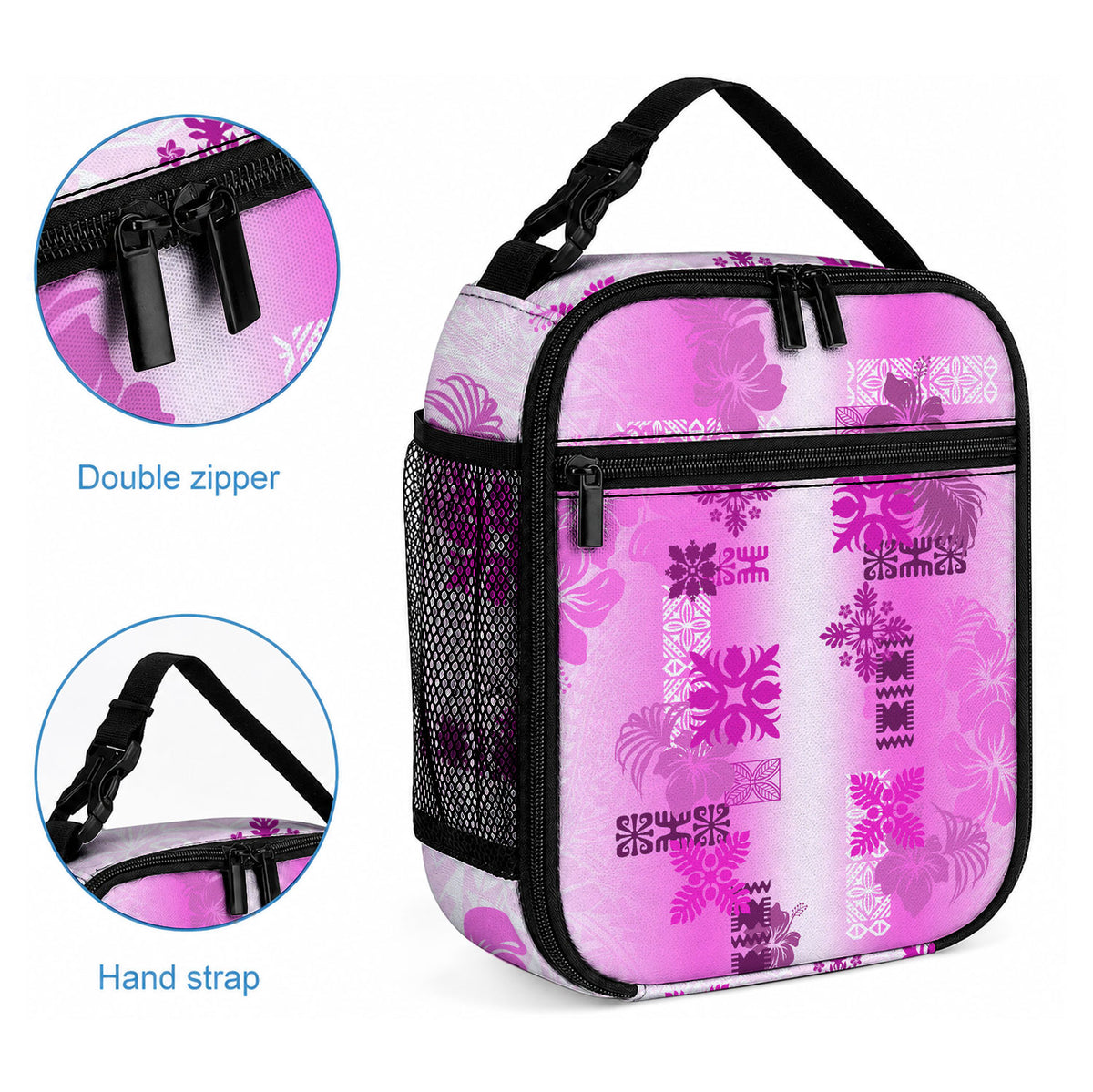 Hawaiian Quilt Lunch Bag Vintage Pattern Pink LT05 - Polynesian Pride