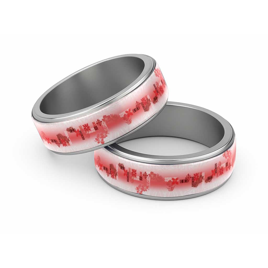 Hawaiian Quilt Classic Ring Vintage Pattern Red - Polynesian Pride