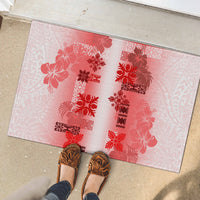 Hawaiian Quilt Rubber Doormat Vintage Pattern Red LT05 - Polynesian Pride