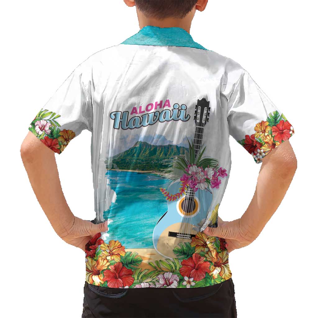 Aloha Hawaii Waikiki Beach Landscape Family Matching Long Sleeve Bodycon Dress and Hawaiian Shirt LT05 - Polynesian Pride