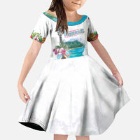Aloha Hawaii Waikiki Beach Landscape Family Matching Mermaid Dress and Hawaiian Shirt LT05 Daughter's Dress White - Polynesian Pride
