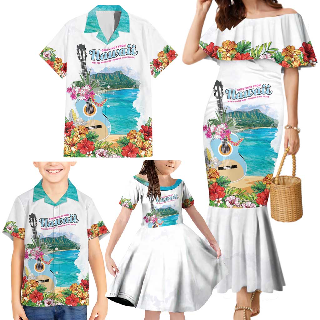 Aloha Hawaii Waikiki Beach Landscape Family Matching Mermaid Dress and Hawaiian Shirt LT05 - Polynesian Pride