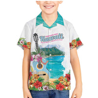 Aloha Hawaii Waikiki Beach Landscape Family Matching Mermaid Dress and Hawaiian Shirt LT05 Son's Shirt White - Polynesian Pride