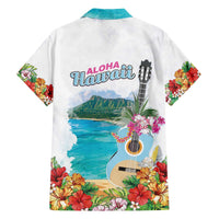 Aloha Hawaii Waikiki Beach Landscape Family Matching Off The Shoulder Long Sleeve Dress and Hawaiian Shirt LT05 - Polynesian Pride