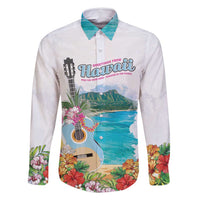 Aloha Hawaii Waikiki Beach Landscape Family Matching Summer Maxi Dress and Hawaiian Shirt LT05 Dad's Shirt - Long Sleeve White - Polynesian Pride