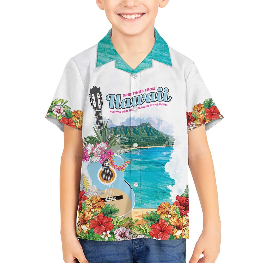 Aloha Hawaii Waikiki Beach Landscape Family Matching Summer Maxi Dress and Hawaiian Shirt LT05 Son's Shirt White - Polynesian Pride