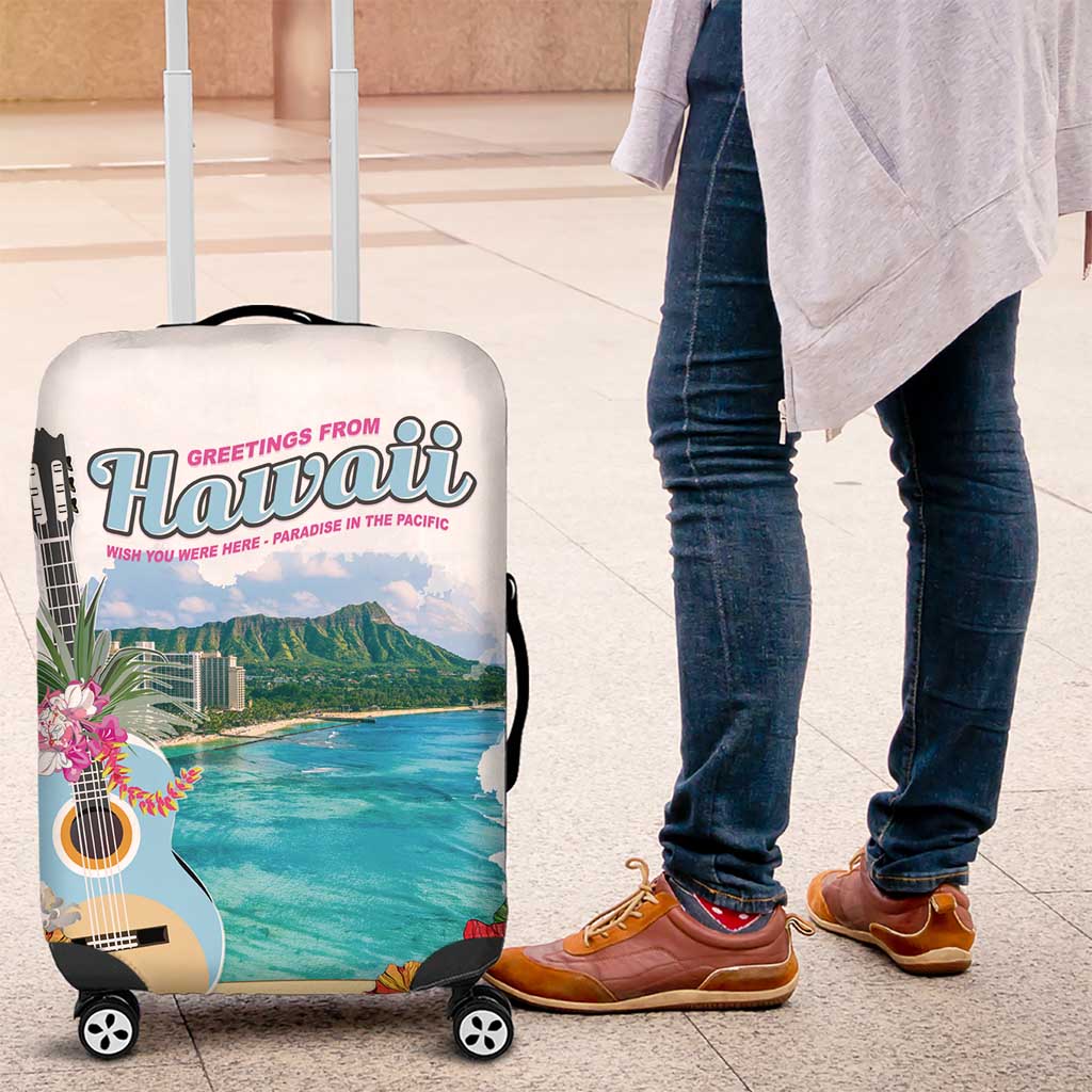 Aloha Hawaii Waikiki Beach Landscape Luggage Cover LT05 White - Polynesian Pride