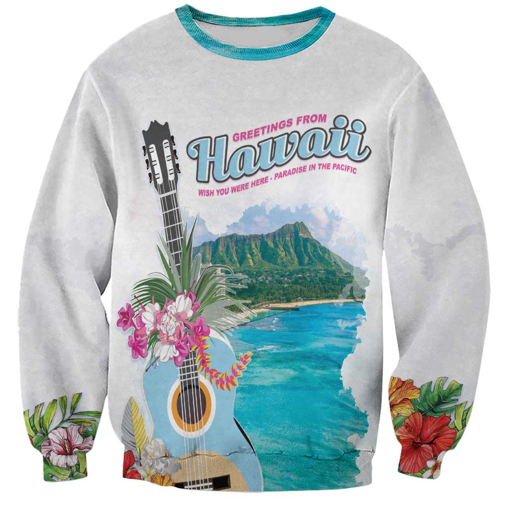 Aloha Hawaii Waikiki Beach Landscape Sweatshirt LT05 Unisex White - Polynesian Pride