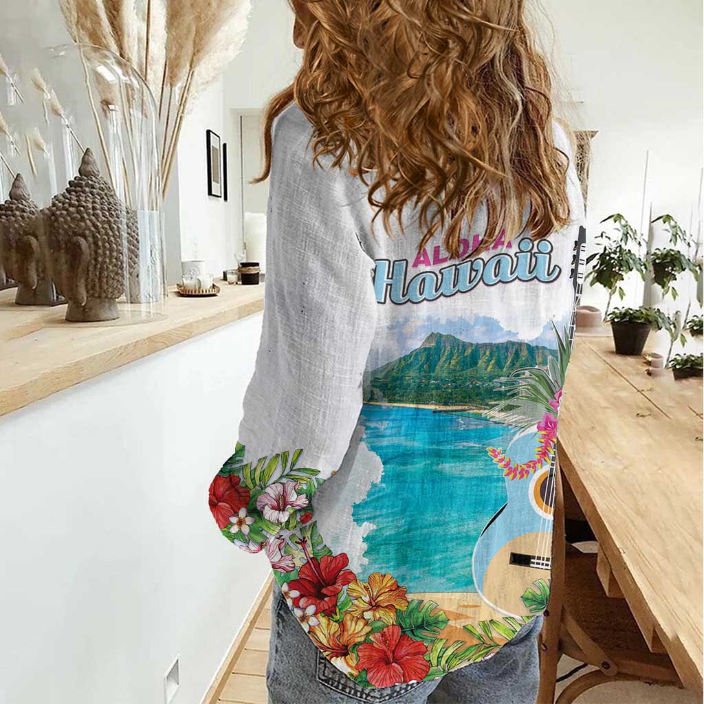 Aloha Hawaii Waikiki Beach Landscape Women Casual Shirt LT05 - Polynesian Pride
