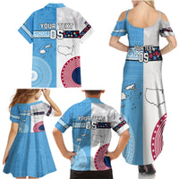 Custom Fiji And USA Palm Tree With Eagle Family Matching Summer Maxi Dress and Hawaiian Shirt LT05 - Polynesian Pride