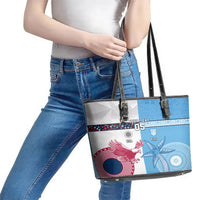 Custom Fiji And USA Palm Tree With Eagle Leather Tote Bag LT05 - Polynesian Pride