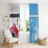 Custom Fiji And USA Palm Tree With Eagle Window Curtain LT05 - Polynesian Pride