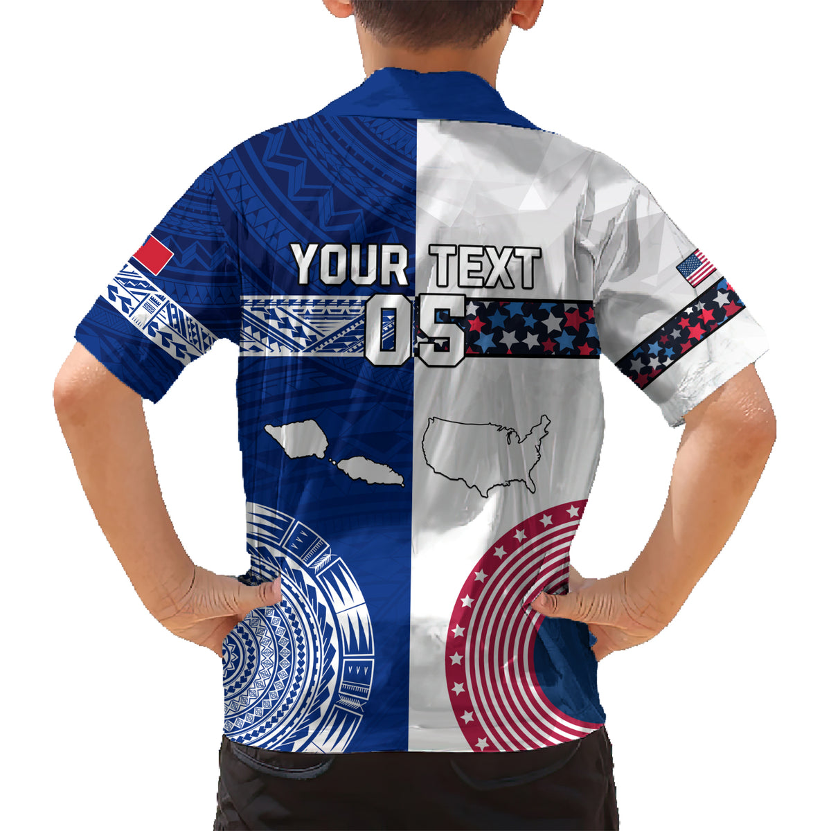 Custom Samoa And USA Together Family Matching Short Sleeve Bodycon Dress and Hawaiian Shirt LT05 - Polynesian Pride